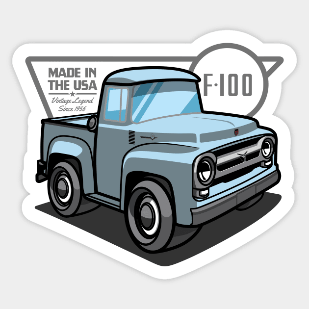 Diamond Blue F-100 - 1956 Sticker by jepegdesign